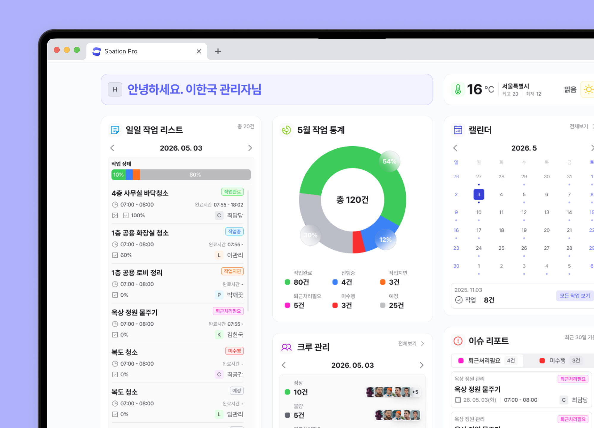 대시보드 · 리포트
