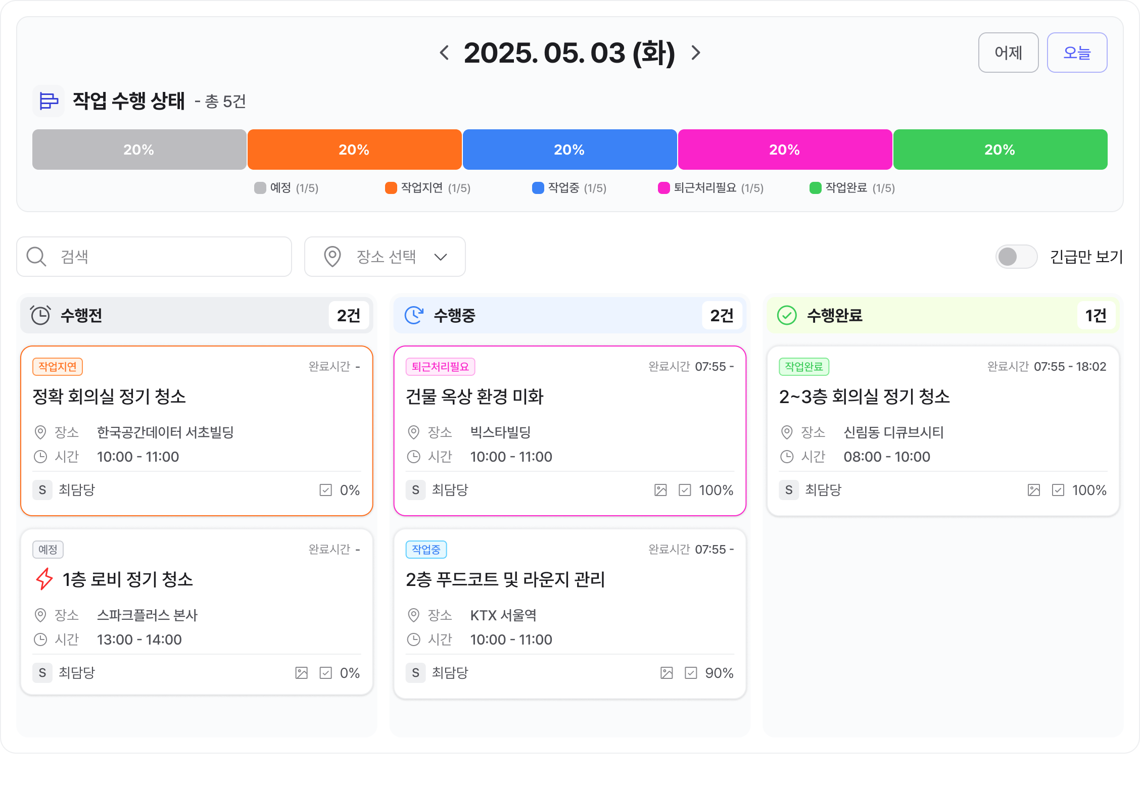 작업뷰 화면